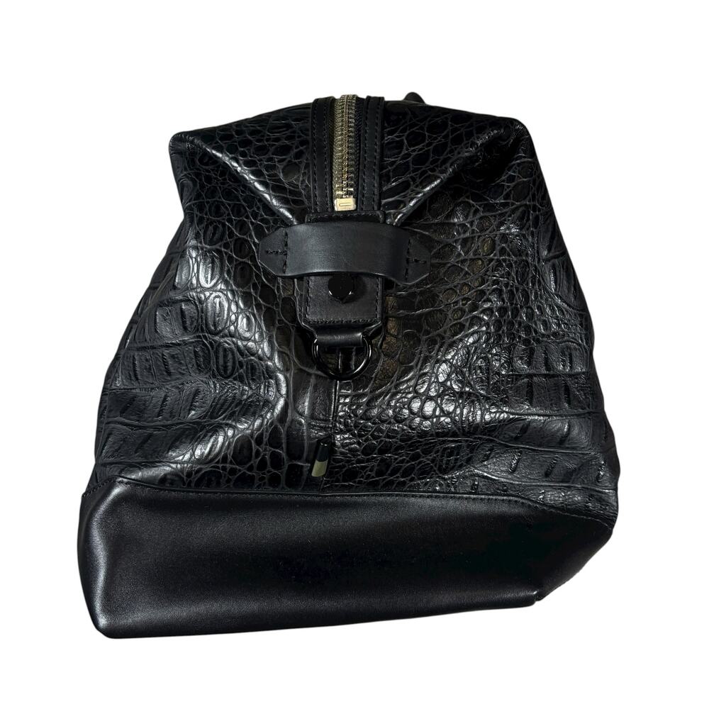 BEN MINKOFF ALLIGATOR PATTERN LEATHER LARGE DUFFEL BAG IN BLACK - Picture 4 of 9